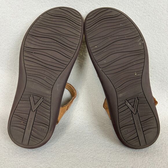 Vionic Tan Leather Comfort Sandals Womens Size 10 Adjustable Strap Orthotic Shoe - Picture 8 of 9